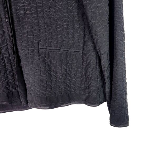 EILEEN FISHER Top Womens Small Black Silk Textured Button Silk Jacket Academia - Picture 4 of 10